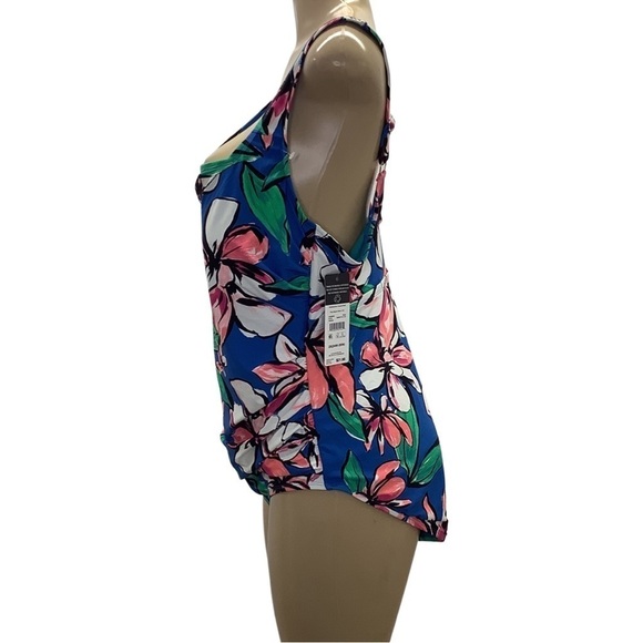 Essentials by Catalina Bright Floral Print One Piece Swimsuit New With Tags - Picture 4 of 6